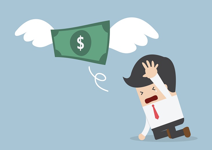 34479497 - money is flying away from sadness businessman, vector, eps10